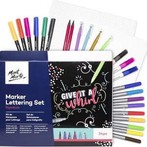 Set de marcadores para caligrafía Mont Marte 34 piezas