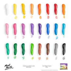 24 Crayones ergonómicos con forma de maíz Mont Marte