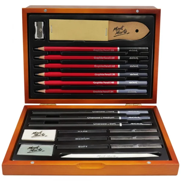 Set de dibujo Sketching Signature "MONT MARTE" incluye 20 piezas en caja de madera