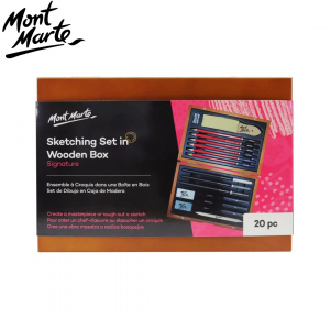 Set de dibujo Sketching Signature "MONT MARTE" incluye 20 piezas en caja de madera