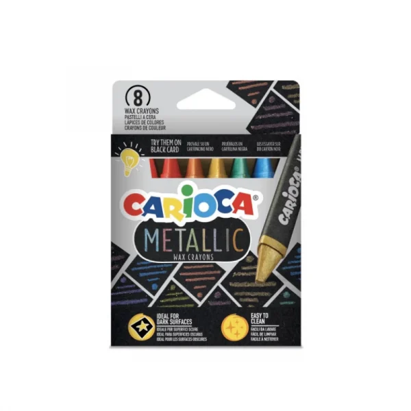 Crayón de cera 8 Colores Carioca Jumbo Metálico