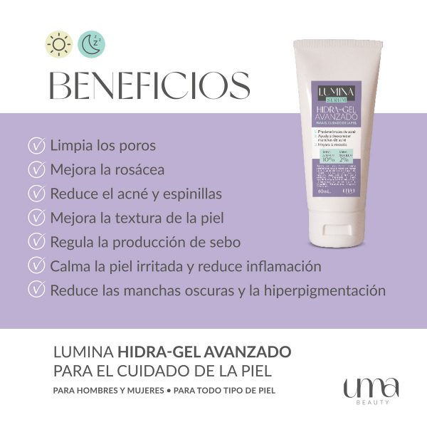 beneficios hidra-gel avanzado con acido azelaico y acido salicilico uma beauty