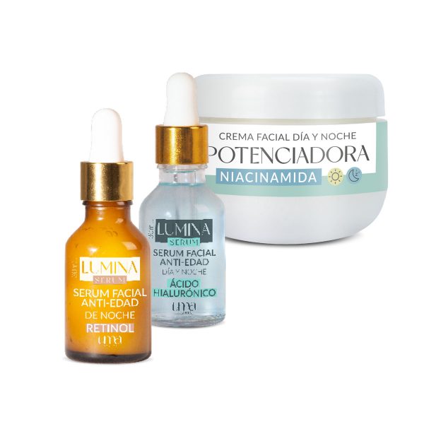 Combo Crema Potenciadora + Serum con Retinol + Serum con Ácido Hialurónico Uma Beauty